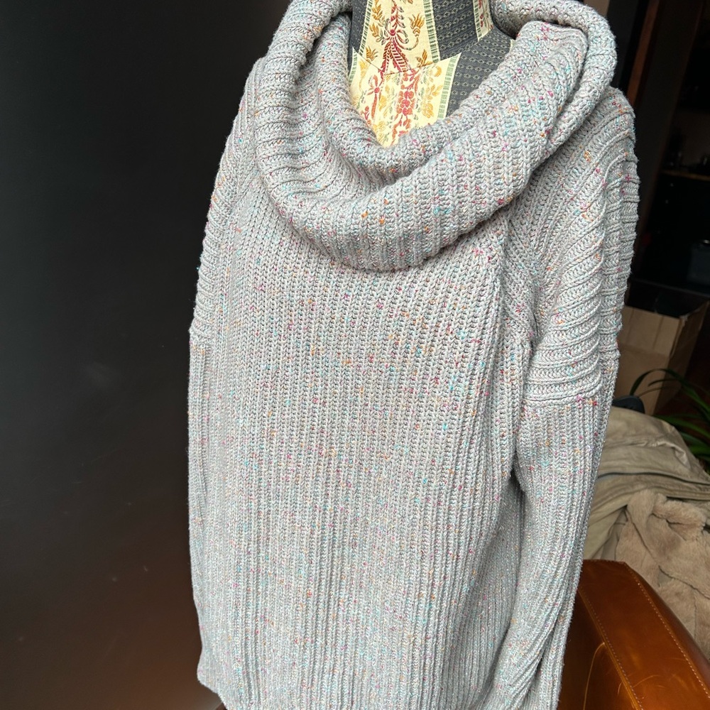 FP Movement by Free People Speckled Gray Cowl Neck Sweater